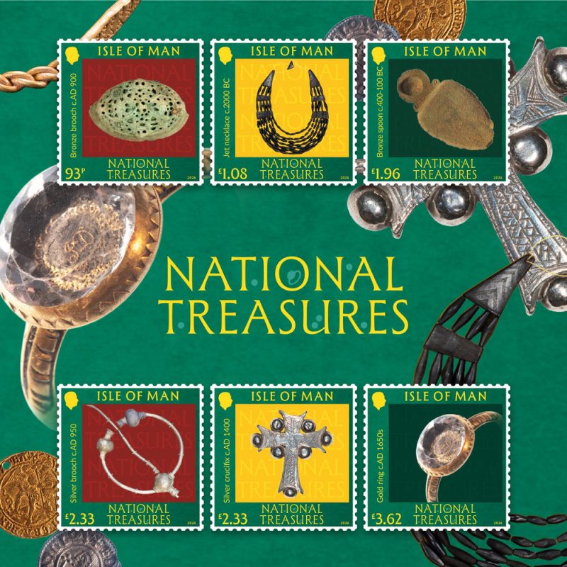 Isle of Man issues six-stamp Manx National Treasures archaeological collection