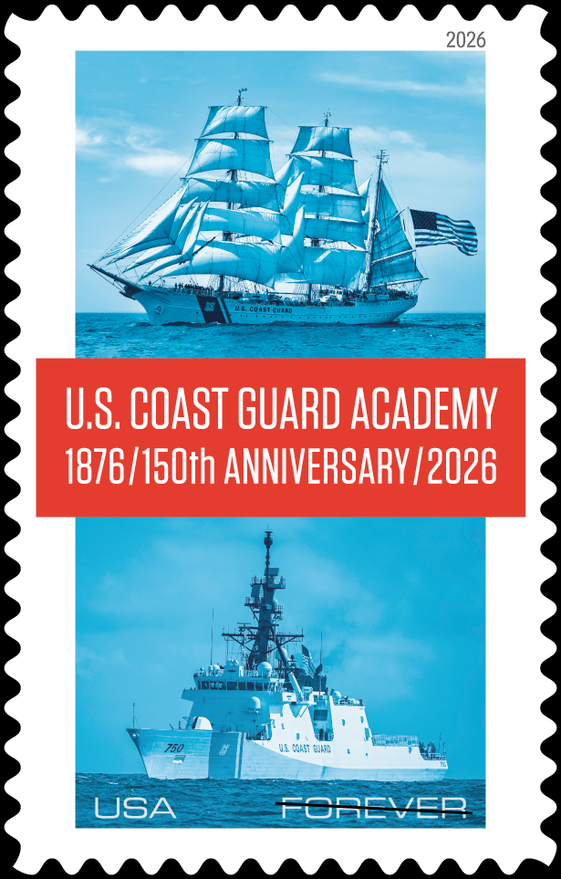 USPS formally issues and dedicates U.S. Coast Guard Academy 150th-anniversary stamp